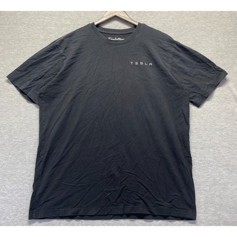 Tesla T Shirt Mens Large Black Logo Cotton Short Sleeve Crew Neck Everyday Wear
